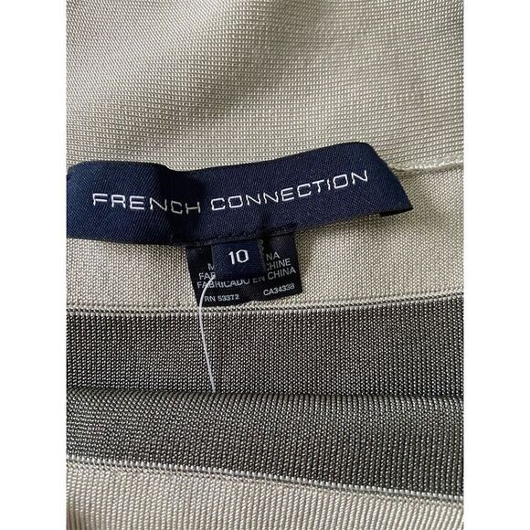 French Connection NWT Bodycon Gray Striped Dress Size 10 Knee Length - Picture 2 of 13